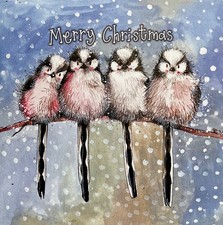 Alex Clark ~ Christmas Long Tail Tit ~ Christmas Card ~SINGLE CARD app 14cm