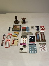Vintage Sewing Haberdashery Lot – Buttons, Chalk, Thread, Needles, Darning Tools