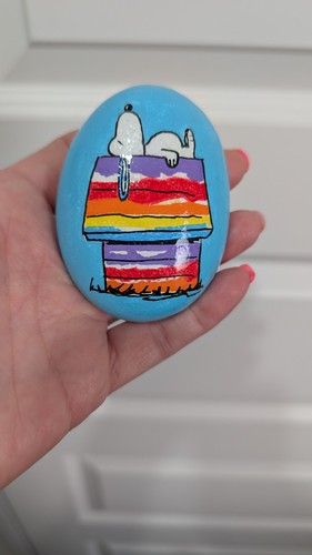 Hand painted pebble snoopy - pebble,