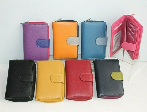 Leather tab zip coin wallet - tab,