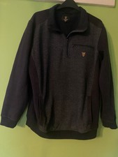 Guinness Sweatshirt Mens Vintage Medium Blue 1/4 Zip Pullover Fleece Jumper 