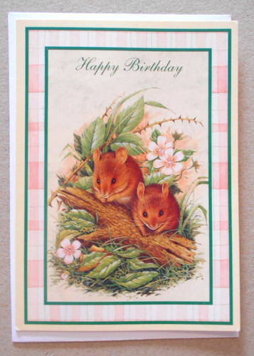 Birthday card cute field mice - card,