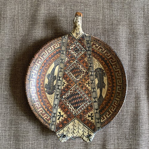 Handpainted terracotta dish - terracotta,