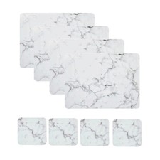 Set of 4 Grey Marble Design Placemats and Coasters Table Mats Place Mat
