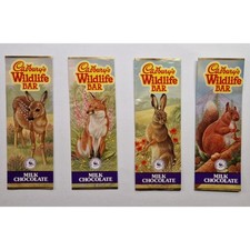 Rare set of 4 retro Cadbury's milk chocolate Wildlife Bar 1980s 1990s wrappers 