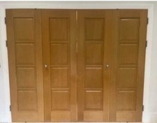 PAIR Internal Bifold Doors Oak 4 Panel Prefinished each 211 H  x 62.5 W  x 4 D
