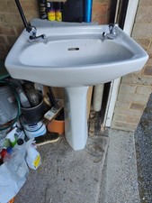 Lovely Vintage Retro Ceramic Hand Wash Wall Basin 70's including stand and taps