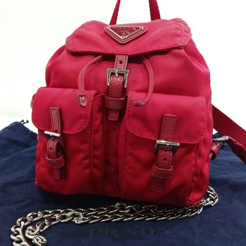 Prada red saffiano nylon chain - prada,