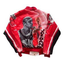 Vintage 1990s Michael Jordan Bulls Chalk Line Fanimation Jacket Age 14/15 Used
