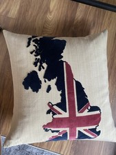 Union Jack British Flag Devore Velvet Decorative Sofa Cushion Huge XL 65 X 65cm