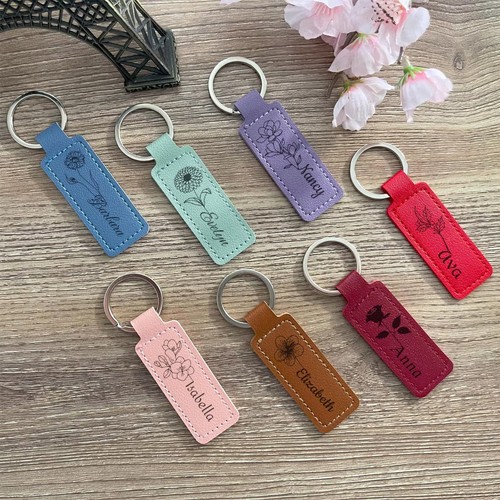 Personalized leather keychain - leather,