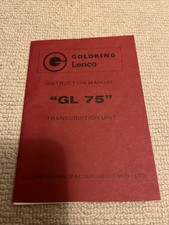 Goldring Lenco GL 75 Instructions  Turntable book /manual in excellent condition