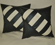 2 Black & Cream Faux Leather