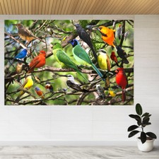 Bird Collage Parrot Tree Branches 3d View Wall Sticker Poster Decal A865