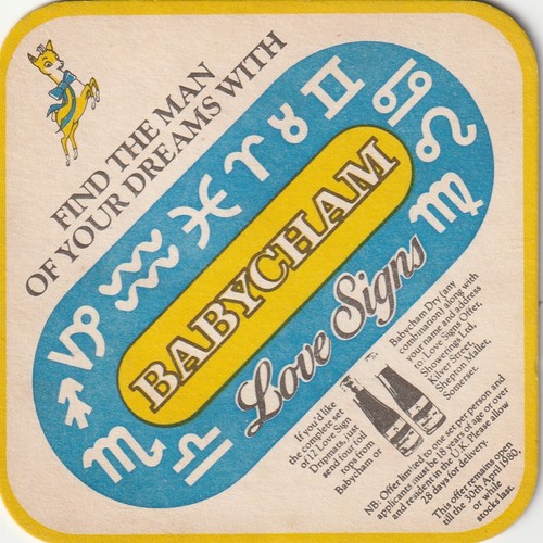Beer mat babycham love - beer,