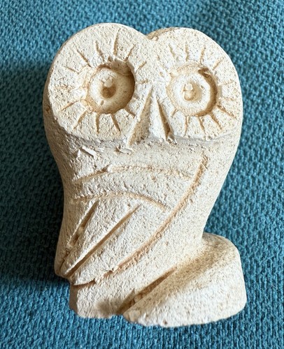 Small stone owl ornament - small,