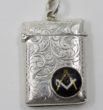 Masonic Vesta Case Silver Antique 
