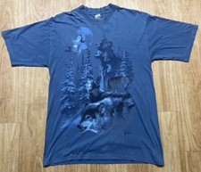 Wolf Pack Dream Catcher T-Shirt Medium Art Full Moon Animals Howling