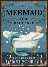 METAL SIGN WALL PLAQUE MERMAID