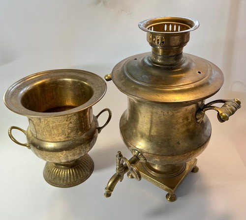 Antique russian brass samovar - russian,