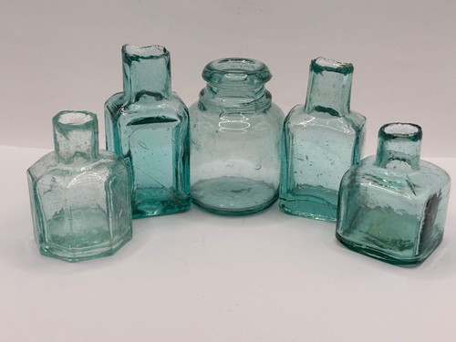 Old glass inks inkwells - 5,