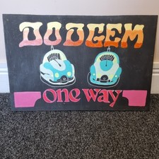 Carnival Sign Dodgems This Way Hand Painted 60cm X 40cm Circus Freestanding Wall