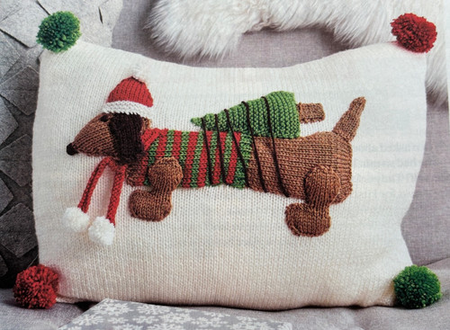 Christmas sausage dog cushion - christmas,