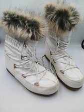 Moon Boot Size 6 Monaco Faux Fur Trim White Snow Boots Womens 