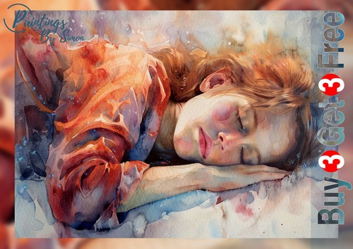 Sleeping woman x7 - sleeping, print