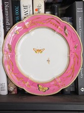 Antique Copeland Aesthetic Pink And Gold Hand Painted butterfly Porcelain Plate