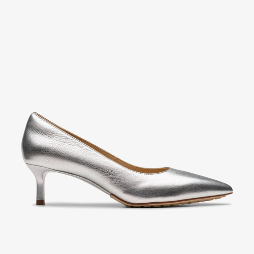 Clarks silver mid kitten heel - mid,