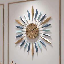 21 Inch Large Wall Clock Starburst Oversized Metal Silent Non-Ticking Big Clocks
