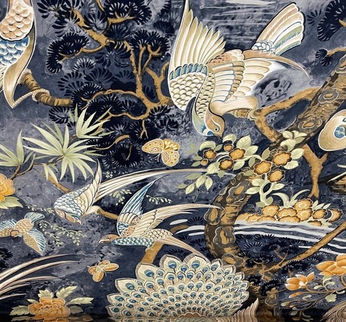 Linen paradise birds fabric - paradise,