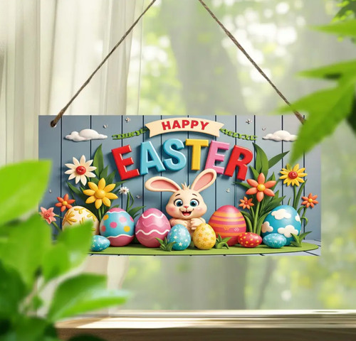 Easter wooden hanging plaque - easter,