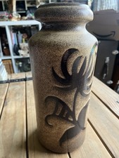 Earthenware West German Floor Vase 517-30 Brown Floral Vintage Mid Century