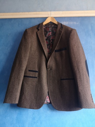 Makron brown wool - brown, tweed