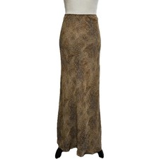 Fenn Wright Manson Silk Chiffon Brown Snake Print Maxi Skirt Size 12
