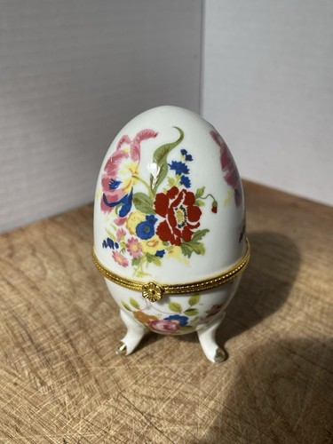 Vintage floral porcelain egg - vintage,