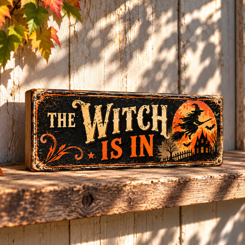 The witch halloween sign - the,