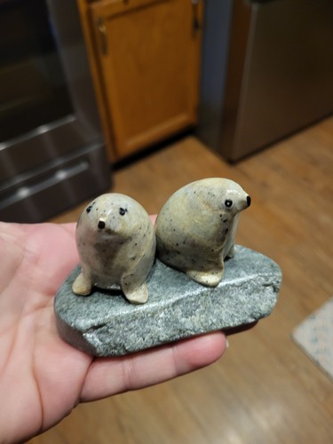 Inuit seal soapstone sculpture - seal,