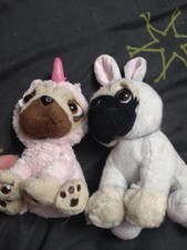 Unicorn & Bunny Fluffy Pug Dog Plush Teddy (approx 6”)