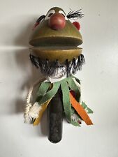 Vintage Wooden Felt Danish Gonk Folk Art Magic Hand Held Clacker Noise Maker