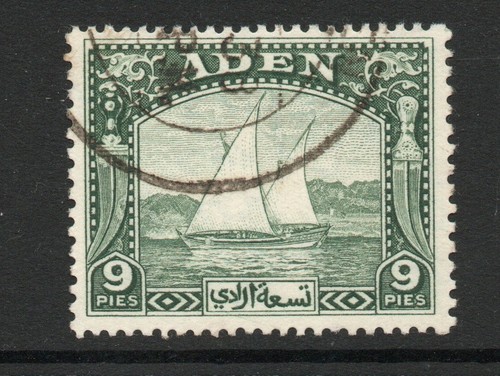 Aden 1937 dhows deep green - aden, 9p