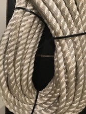Rope Polyester 3 strand size 16 mm length 40 metres colour white New unused..