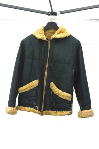 Vintage green sheepskin flying