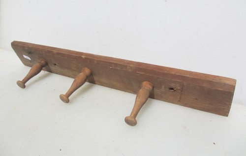 Vintage wooden coat rack hooks - wooden,