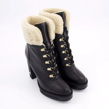 NEW LOVE MOSCHINO ankle boots leather trek heeled biker size uk 5 eur 38 j.