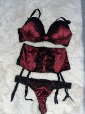 Brand-New, Black And Red Silk And Lace Ann Summers Lingerie Set