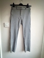 Topshop Houndstooth Slim Trousers Navy/White UK 8 EU 36 Women’s Checked Pants