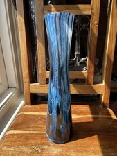 Stunning large blue & black art glass decorative vase